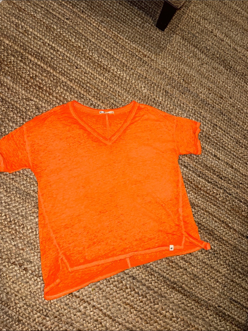 Seven7 Bright Orange V-Neck Short Sleeve Tee